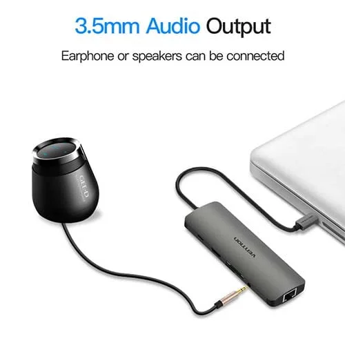 Vention CGNHA 9-in-1 USB-C Docking Station with HDMI, 3 USB Ports and TF/SD Card Reader - Image 4