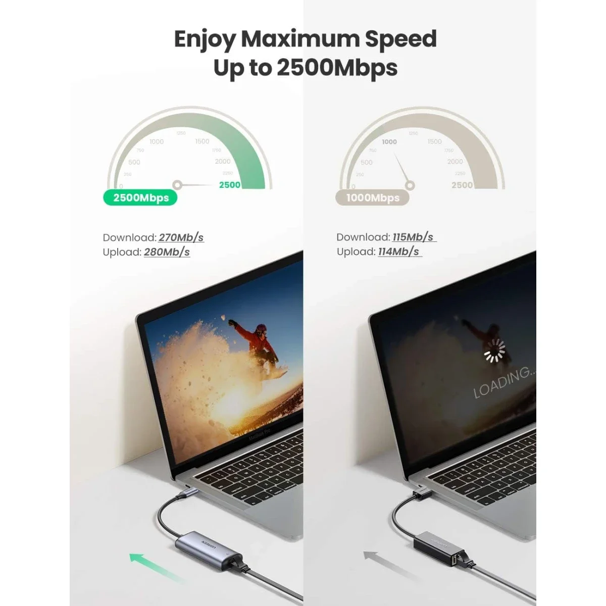 محول شبكة Ugreen USB-C إلى إيثرنت 2.5G جيجابت - Thumbnail 2