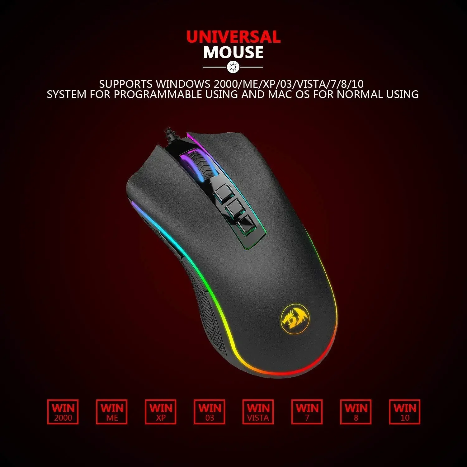 Redragon M711 Cobra RGB Gaming Mouse, 10,000 DPI, 7 Programmable Buttons - Thumbnail 3