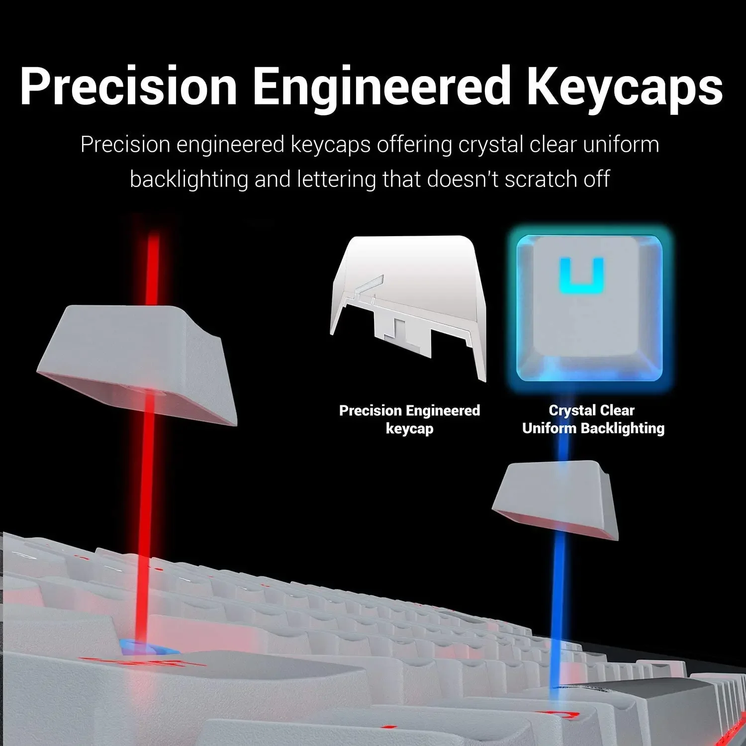 Redragon K552 Kumara White RGB Mechanical Gaming Keyboard, 87 Keys, Blue Switches - Thumbnail 9