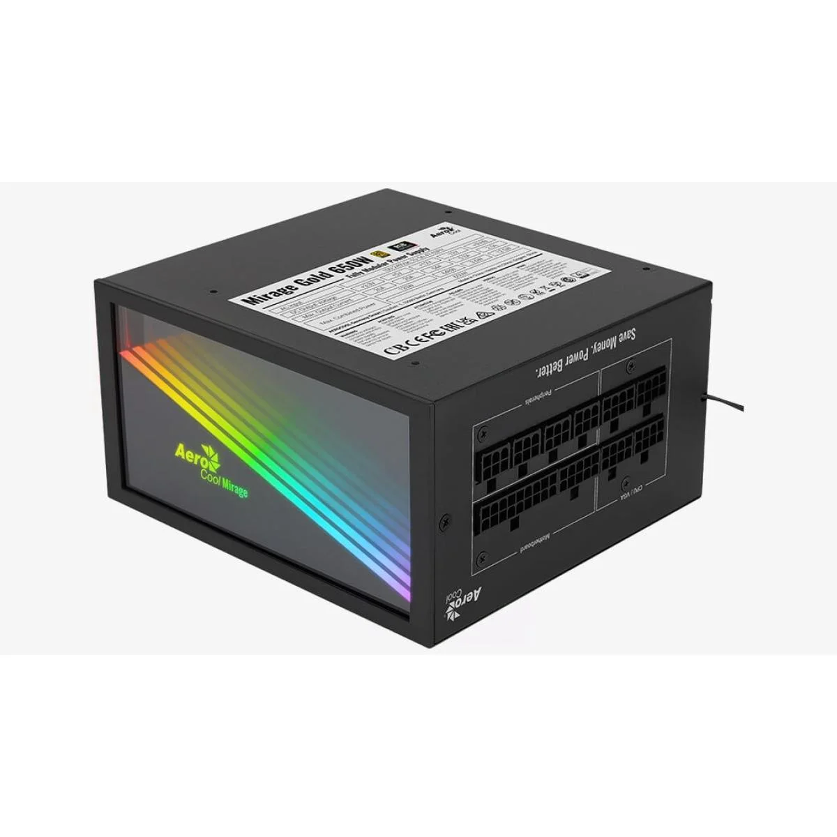 AeroCool Mirage Gold 650W Fully Modular ARGB 80 Plus Gold Power Supply