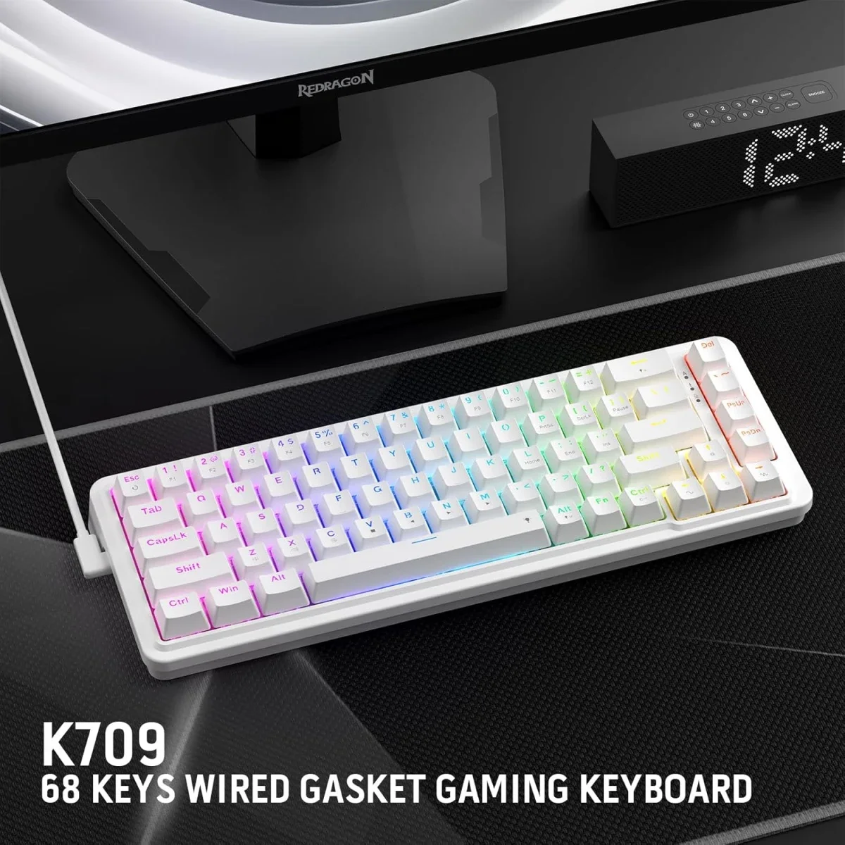Redragon K709 NOVA 65% Wired RGB Mechanical Gaming Keyboard, 68 Keys, White - Thumbnail 9