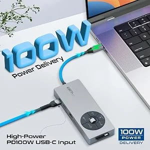 Promate ComandHub-Pro 14-in-1 USB-C Multiport Hub with 100W PD, 4K 60Hz HDMI & Gigabit Ethernet - Thumbnail 12