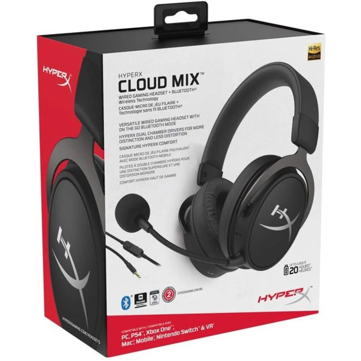 سماعة رأس ألعاب HyperX Cloud MIX سلكية مع بلوتوث وميكروفون قابل للفصل - أسود - Image 2