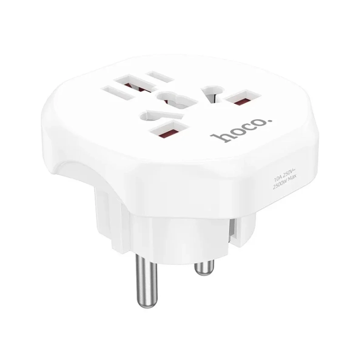 HOCO AC6 Universal Travel Plug Adapter White - Image 2