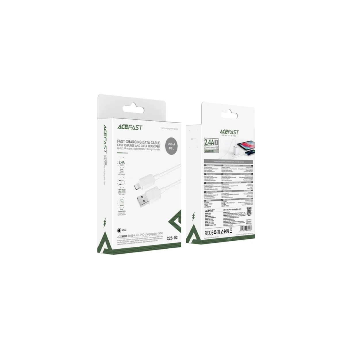 ACEFAST C26-02 USB-A to Lightning PVC Cable - White - Thumbnail 5