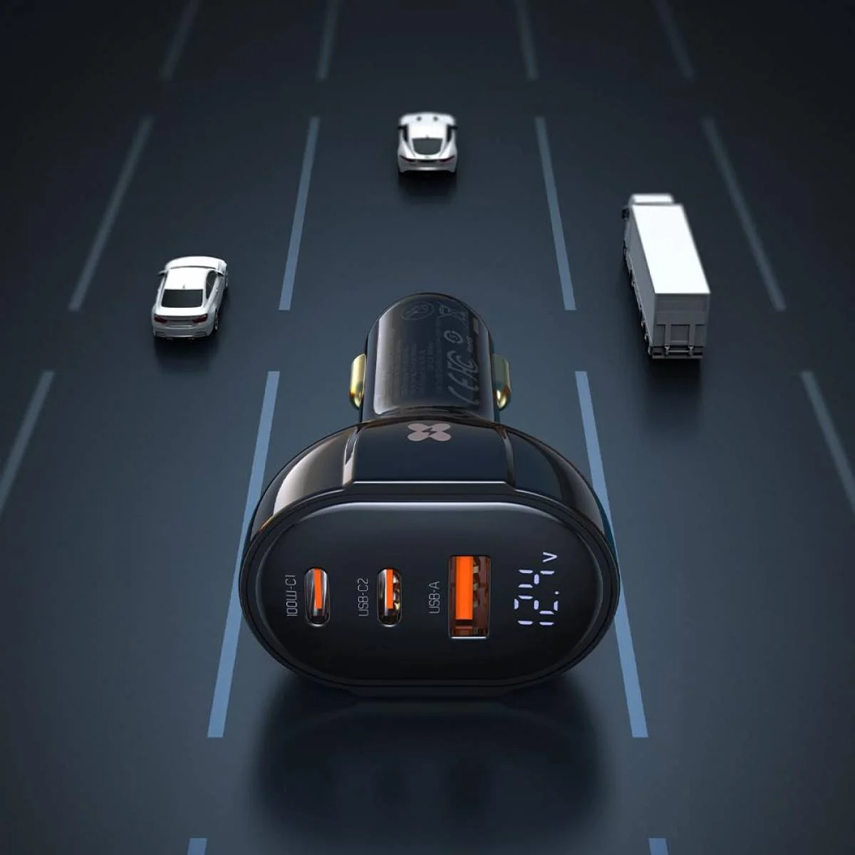 Mcdodo CC-4450 128W Digital Display 2 USB-C + USB-A PD Fast Car Charger - Thumbnail 5