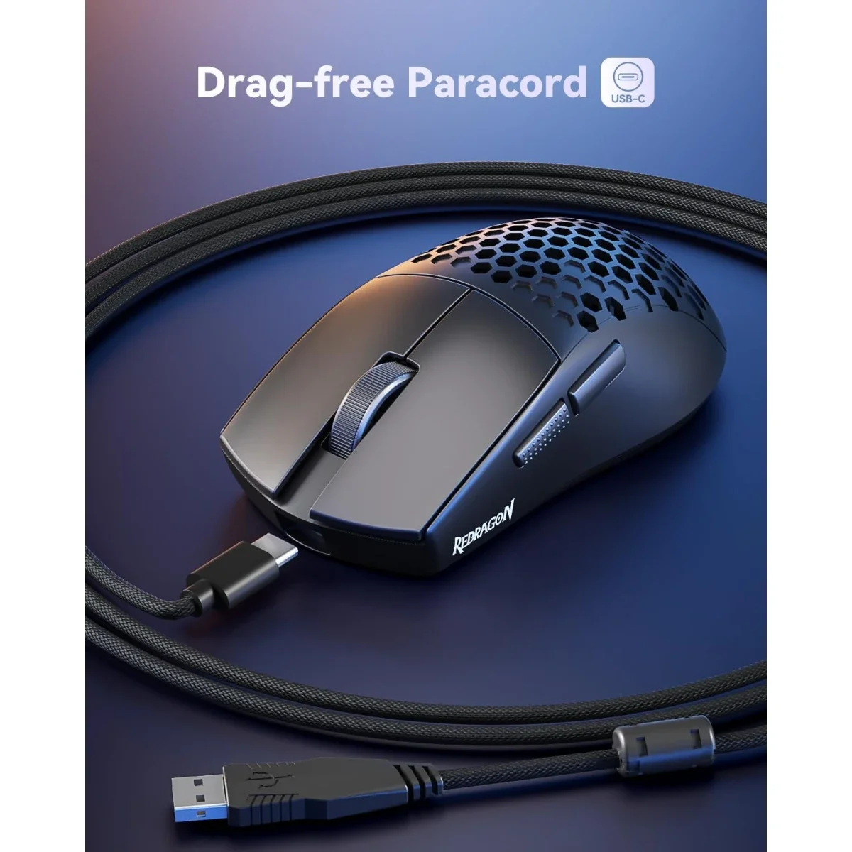 ماوس ألعاب سلكي Redragon M617 فائق الخفة 41g بدقة 10000 DPI، أسود - Thumbnail 2