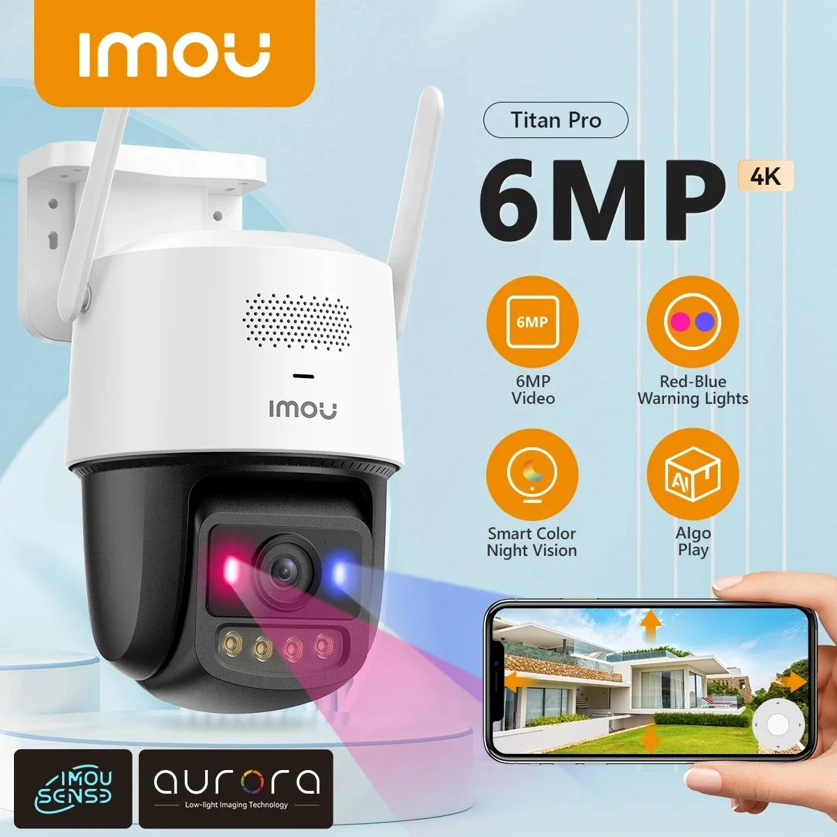 IMOU Titan Pro 6MP Outdoor Wi-Fi 6 PoE Security Camera with Full-Color Night Vision