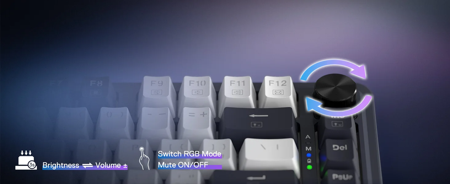 كيبورد ألعاب Redragon K673 PRO ميكانيكي لاسلكي RGB بحجم 75%، 81 مفتاح، سويتش أحمر - Thumbnail 15