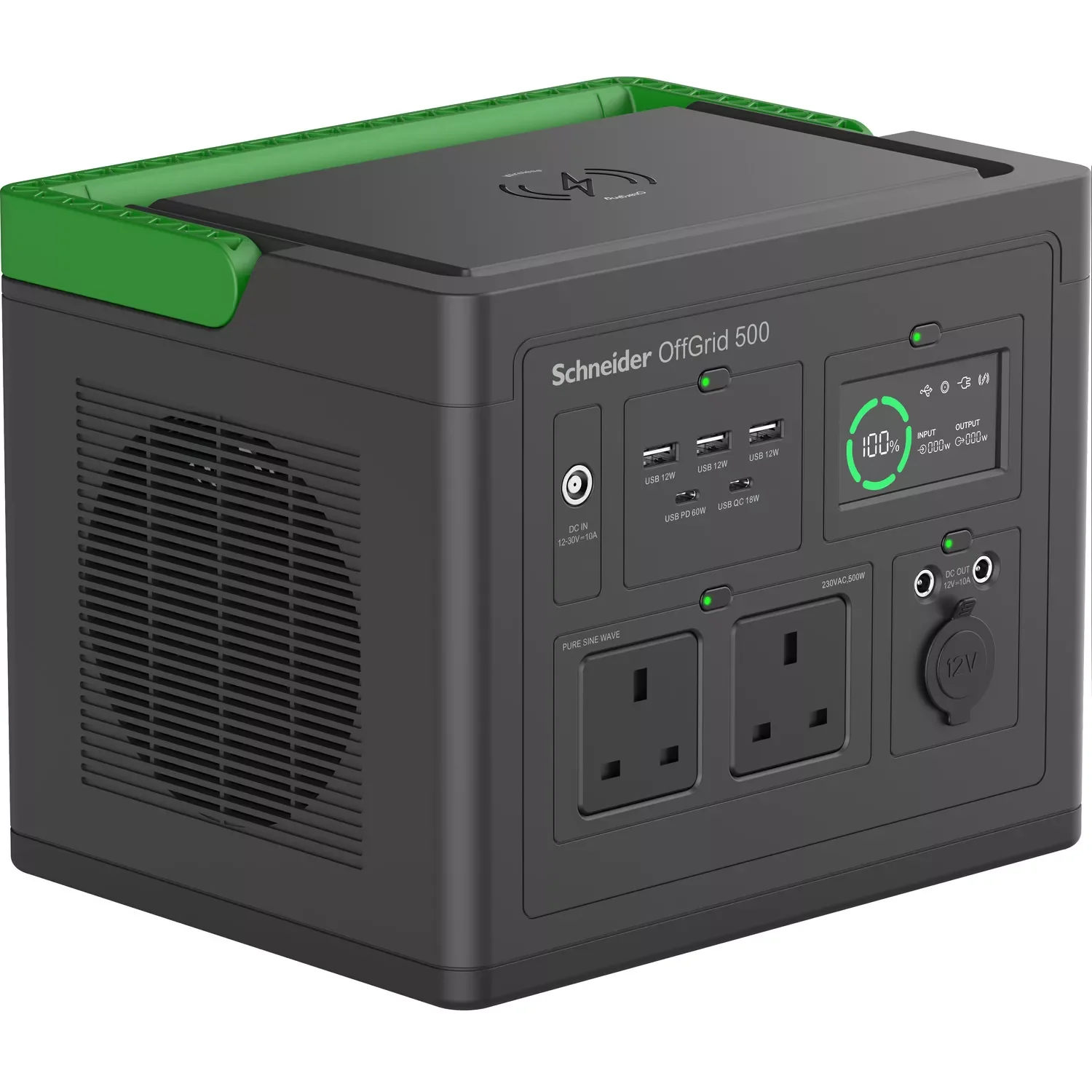 محطة طاقة محمولة Schneider Electric OffGrid 500 بجهد 230V وسعة 517Wh ليثيوم أيون، BS1363، PPS500-UK