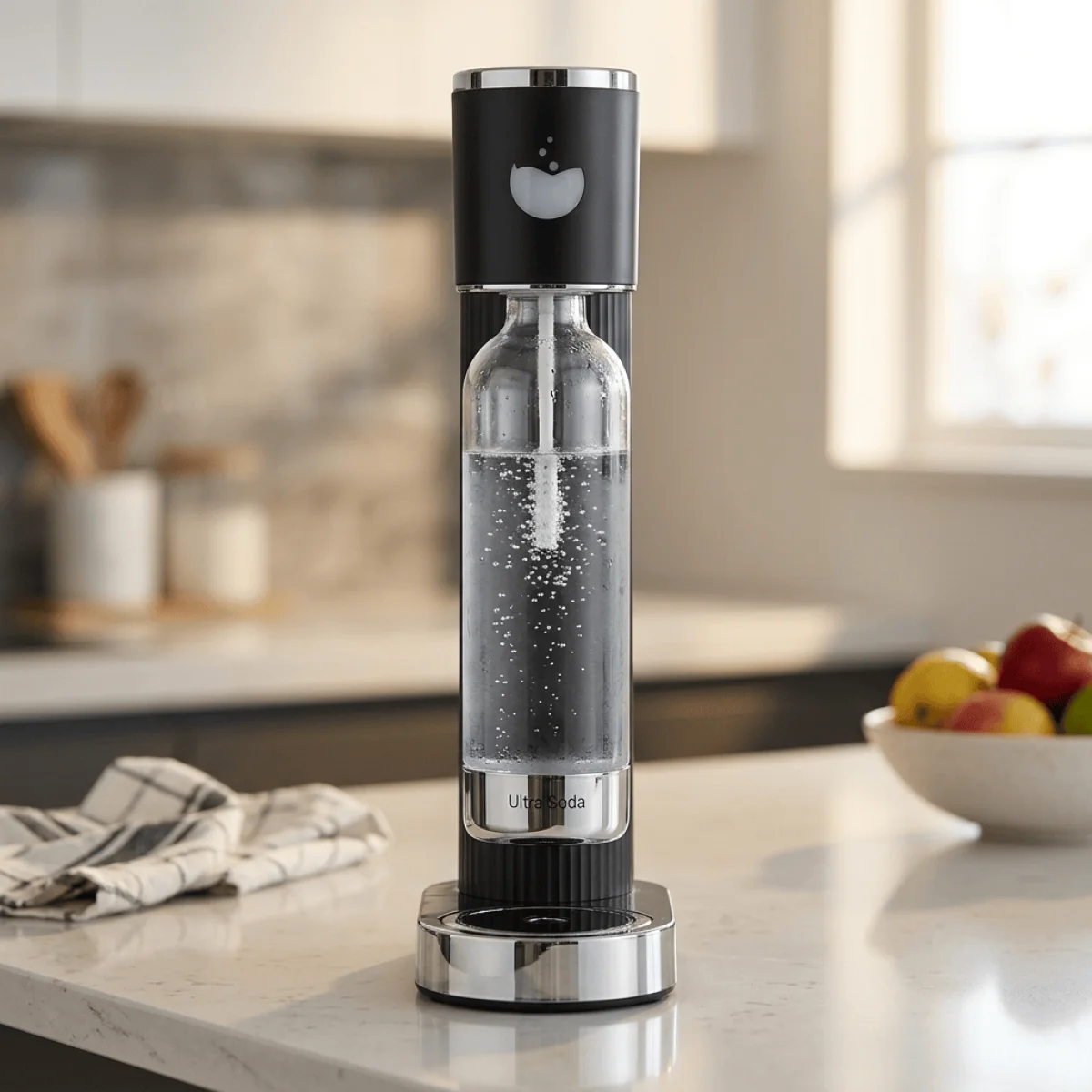 ماكينة صنع الصودا ULTRA SODA V500 مع أسطوانة CO₂ سعة 60 لتر وزجاجة 1000 مل - أسود مطفي