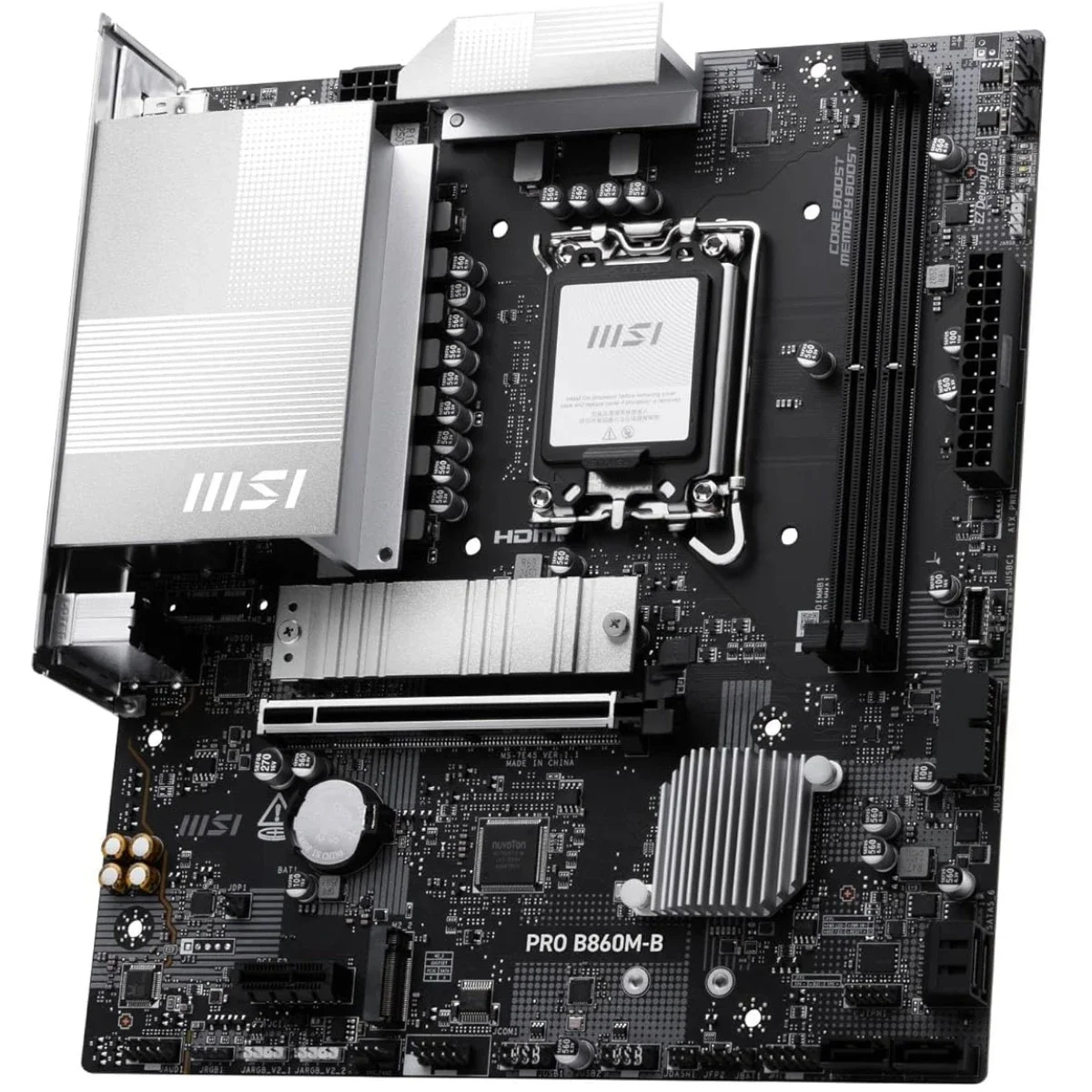 MSI PRO B860M-B mATX Motherboard LGA 1851 DDR5 PCIe 5.0 M.2 Gen5 5G LAN - Thumbnail 3