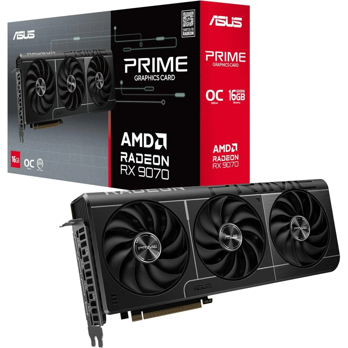 Asus Prime Radeon RX 9070 EVO OC Edition Graphics Card 16GB GDDR6 PCIe 5.0