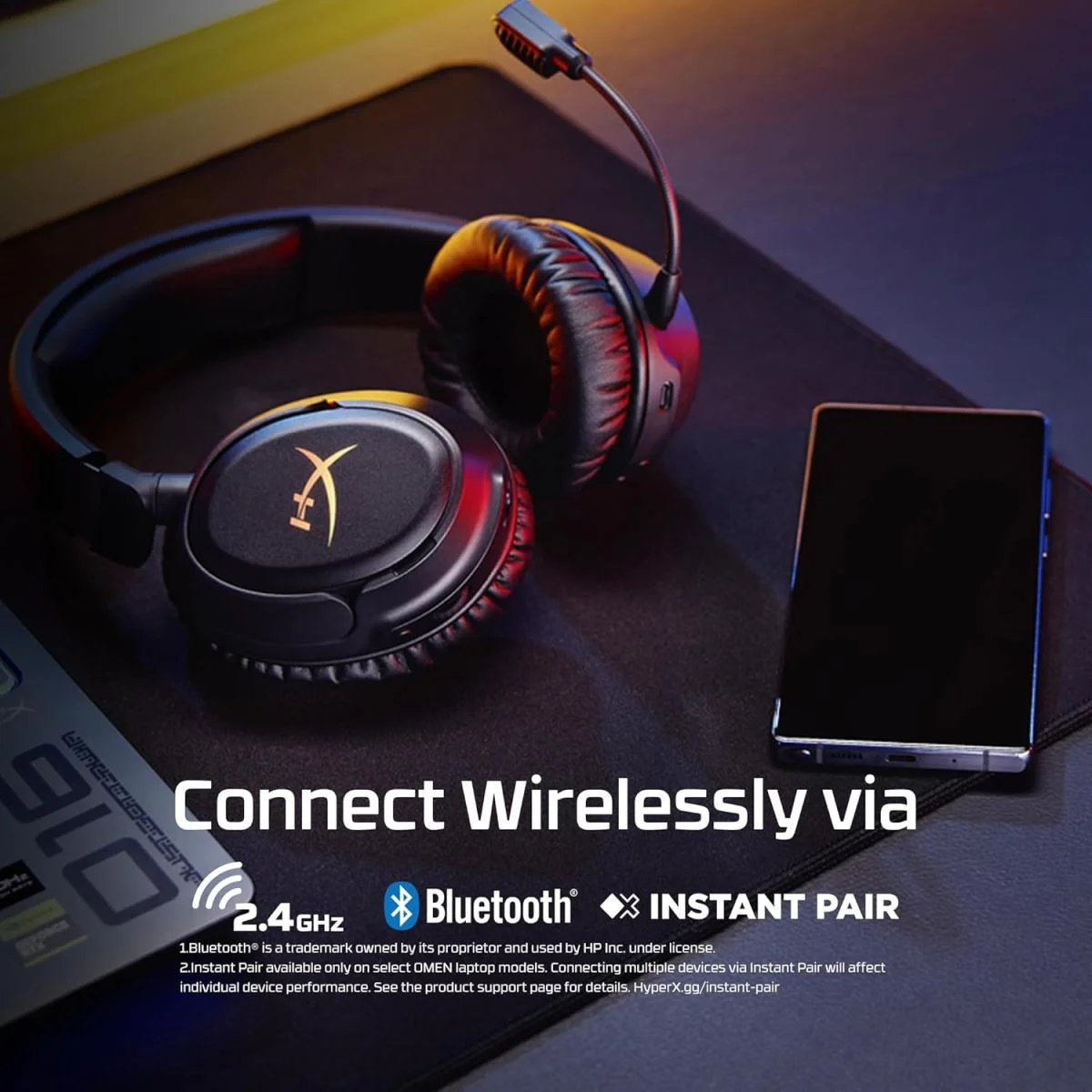 HyperX Cloud Flight 2 Wireless Gaming Headset with RGB Lighting, 2.4GHz & Bluetooth - White - Thumbnail 3