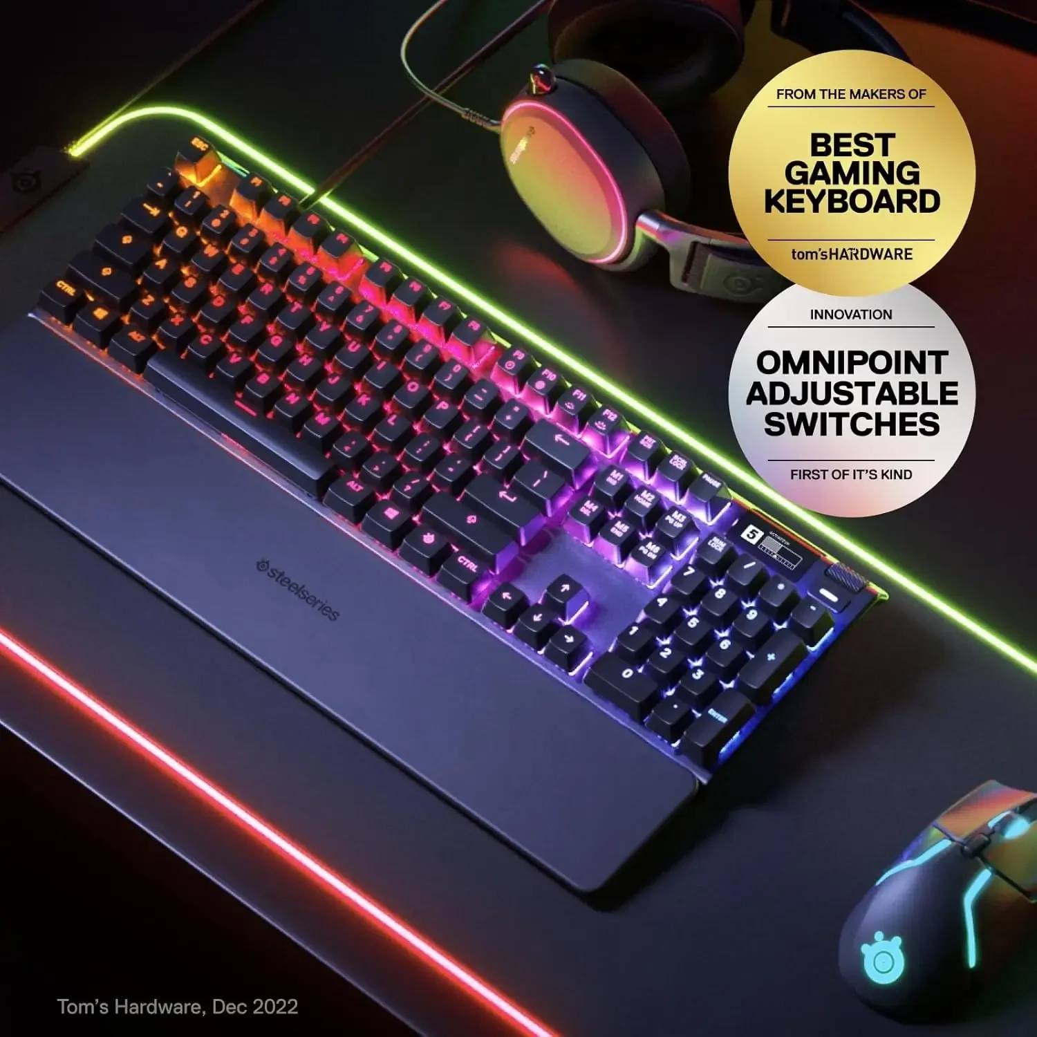 SteelSeries Apex Pro RGB Mechanical Gaming Keyboard with OLED Smart Display and OmniPoint Adjustable Switches - Thumbnail 5