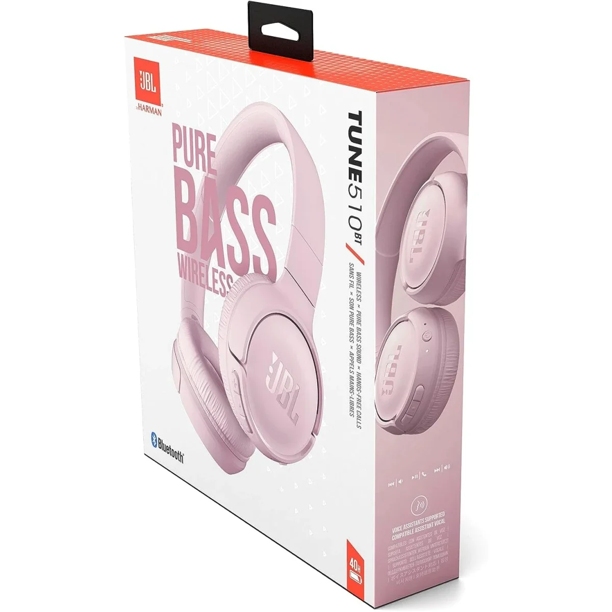 سماعات رأس JBL Tune 510BT فوق الأذن بتقنية Bluetooth 5.0، وردي - Thumbnail 2