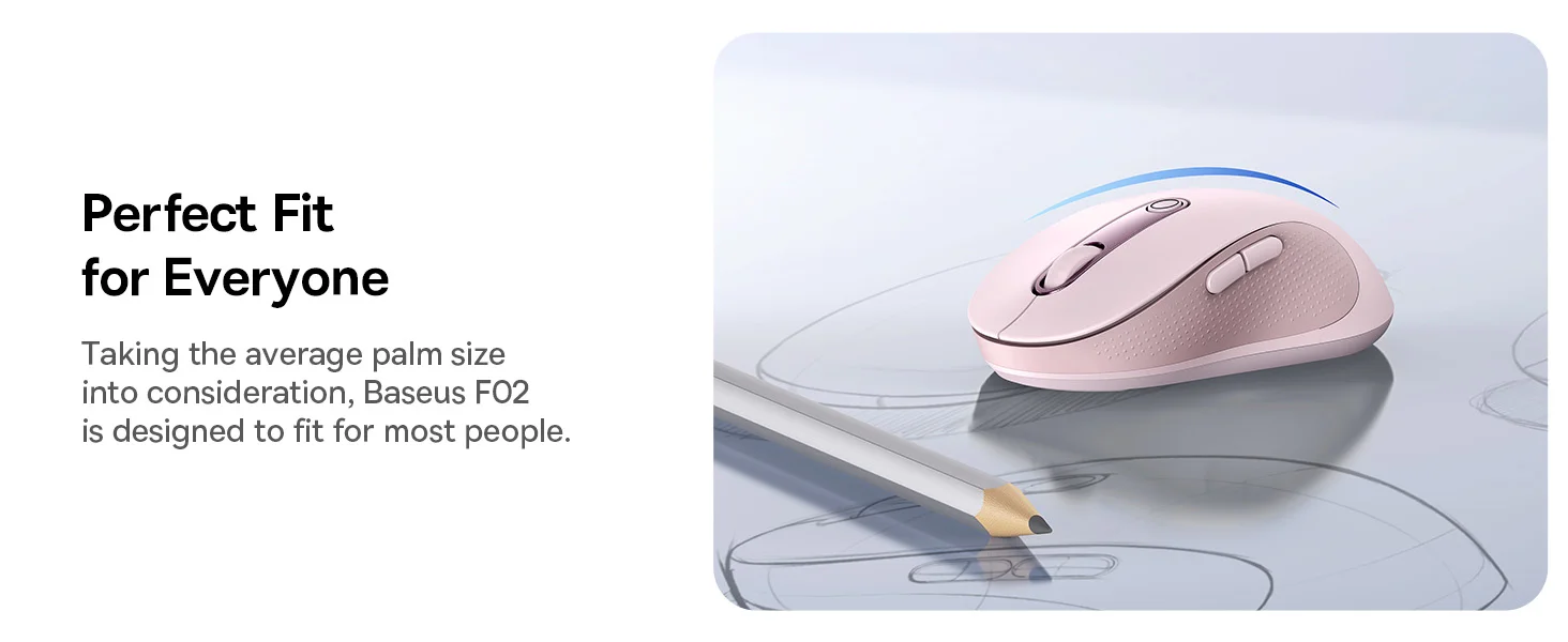 Baseus F02 Ergonomic Dual-Mode Wireless Mouse with Bluetooth 5.2, 2.4GHz and Silent Buttons - Black - Thumbnail 11