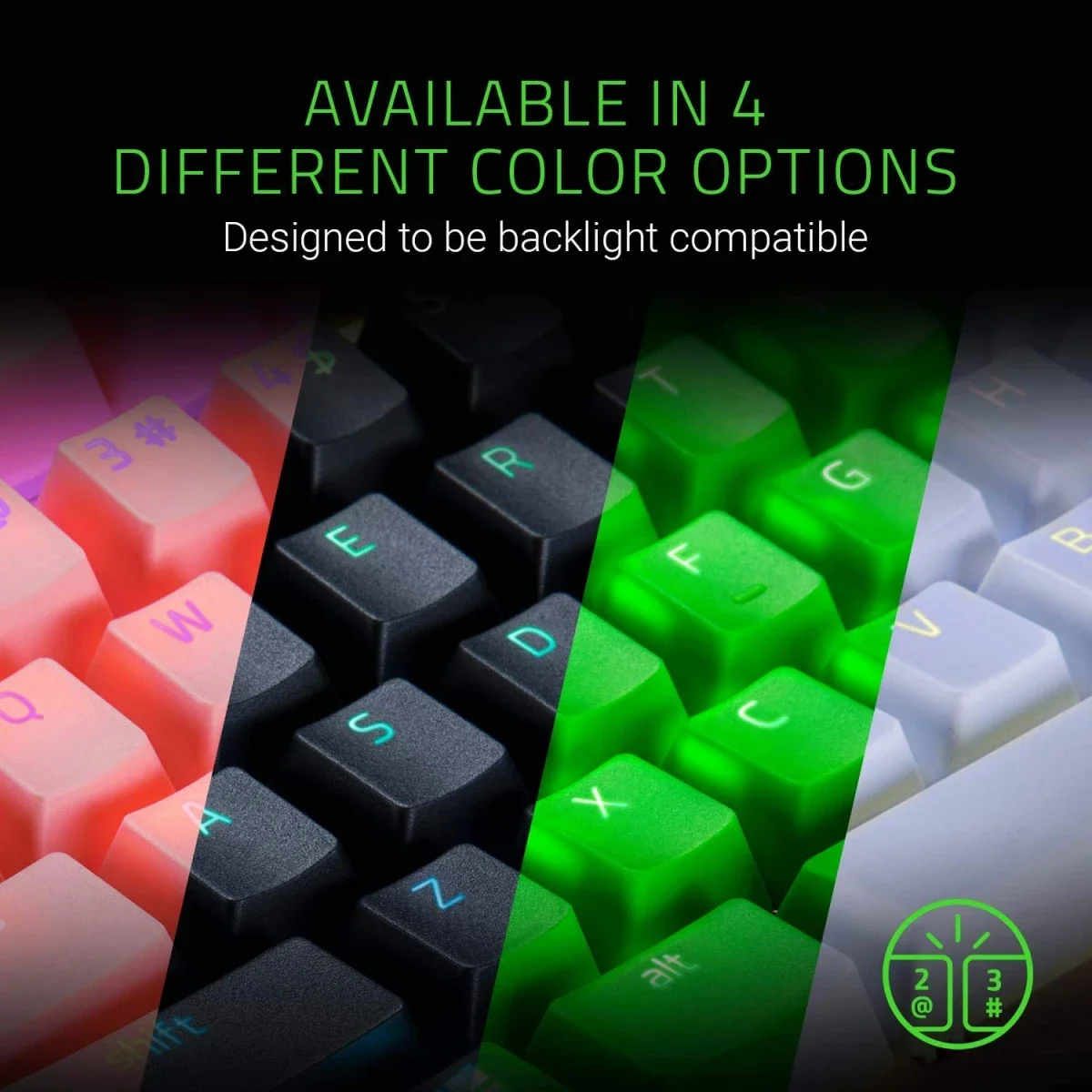 Razer Doubleshot PBT Keycap Upgrade Set for Mechanical & Optical Keyboards - Green - Thumbnail 5
