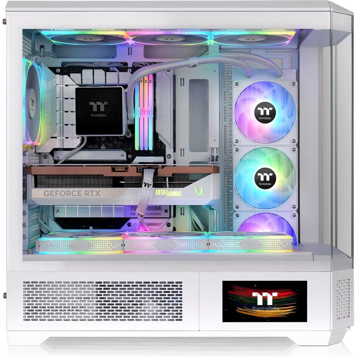 هيكل كمبيوتر Thermaltake View 600 TG فل تاور مع دعم رادياتير 420mm وطقم شاشة LCD مقاس 6.0 إنش Snow White - Image 2