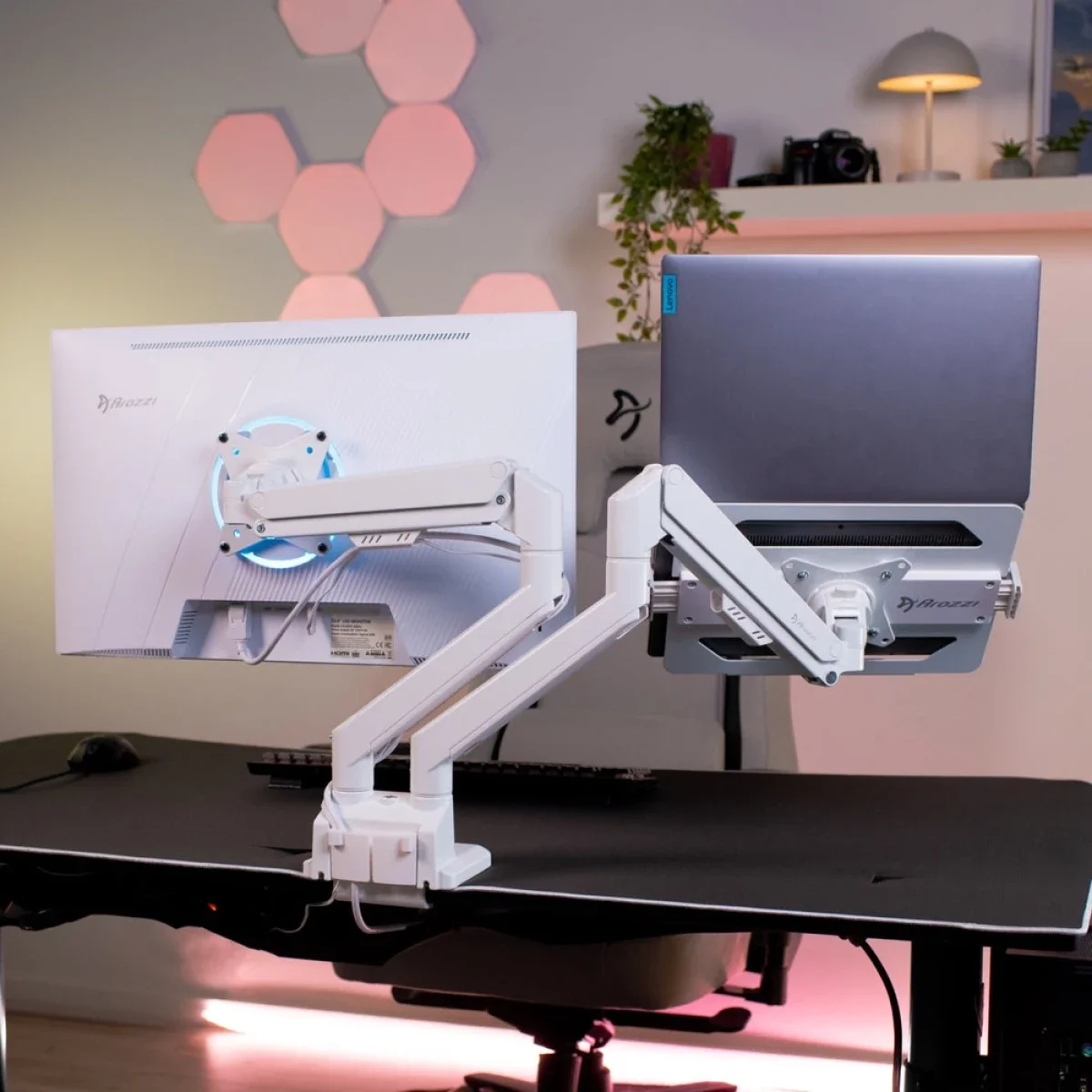 حامل لابتوب وتابلت Arozzi Alzare متوافق مع VESA 75x75 للأجهزة من 11.6 إلى 18 إنش - أبيض - Image 7