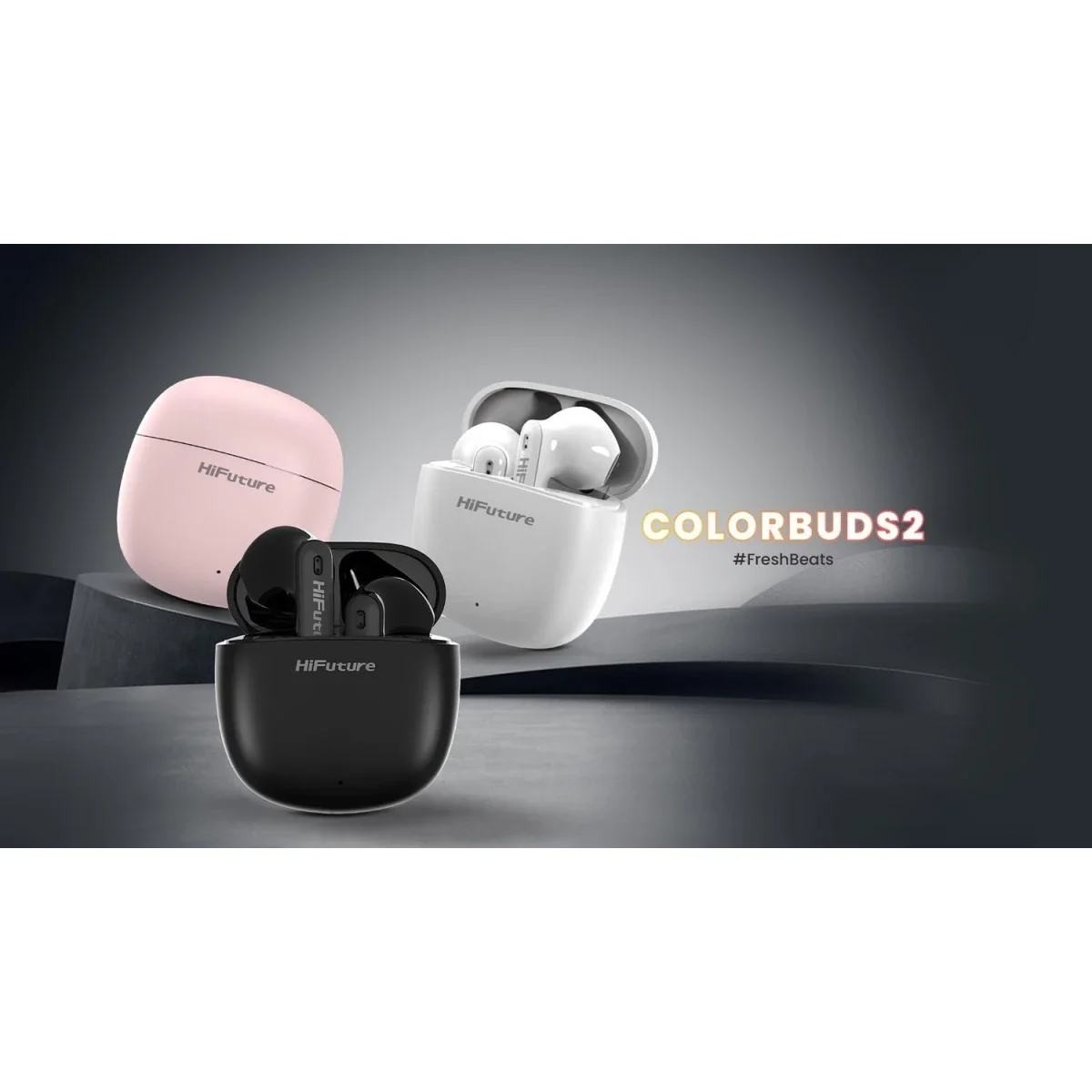 HiFuture ColorBuds2 TWS Wireless Earbuds, Bluetooth 5.3, 20-Hour Playtime, IPX5, Black - Thumbnail 6