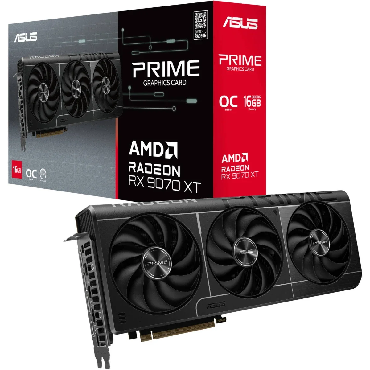 كرت شاشة Asus Prime Radeon RX 9070 XT OC Edition بسعة 16GB GDDR6 - Image 1