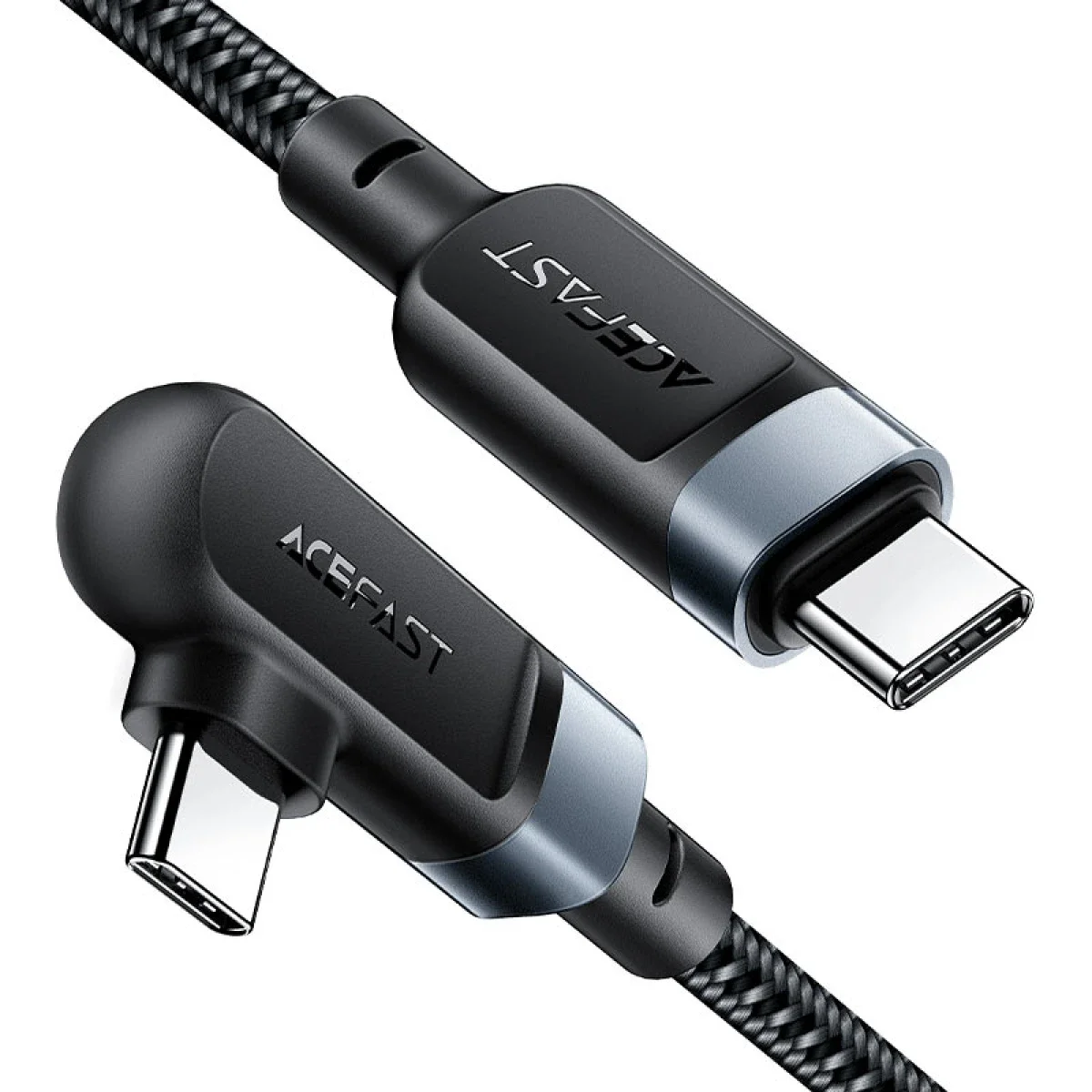 كابل ACEFAST C5-03 من USB-C إلى USB-C للشحن ونقل البيانات بزاوية قائمة 100 واط 2 متر - أسود - Image 2