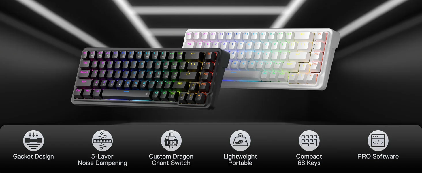 Redragon K709 NOVA 65% Wired RGB Mechanical Gaming Keyboard, 68 Keys, White - Thumbnail 10