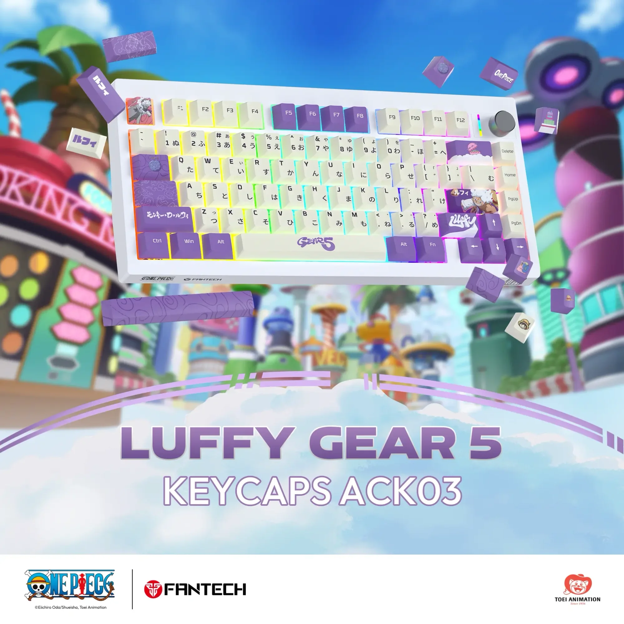 كيبورد ألعاب ميكانيكي لاسلكي Fantech MK921 ACK03 One Piece Gear5 Egghead Edition - Thumbnail 3