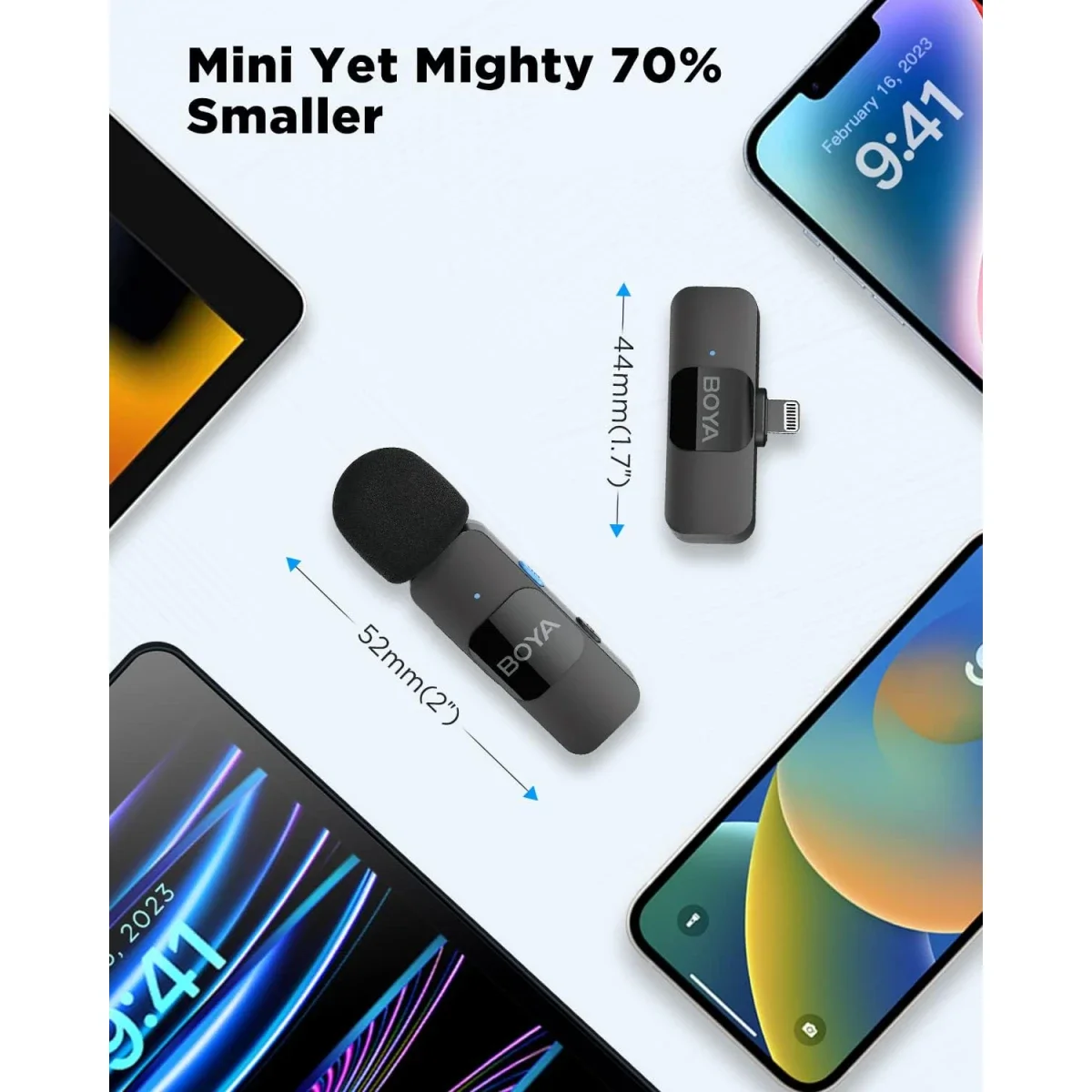 Boya BY-V2 2.4GHz Wireless Clip-On Microphone for iPhone & iPad - Black - Thumbnail 4