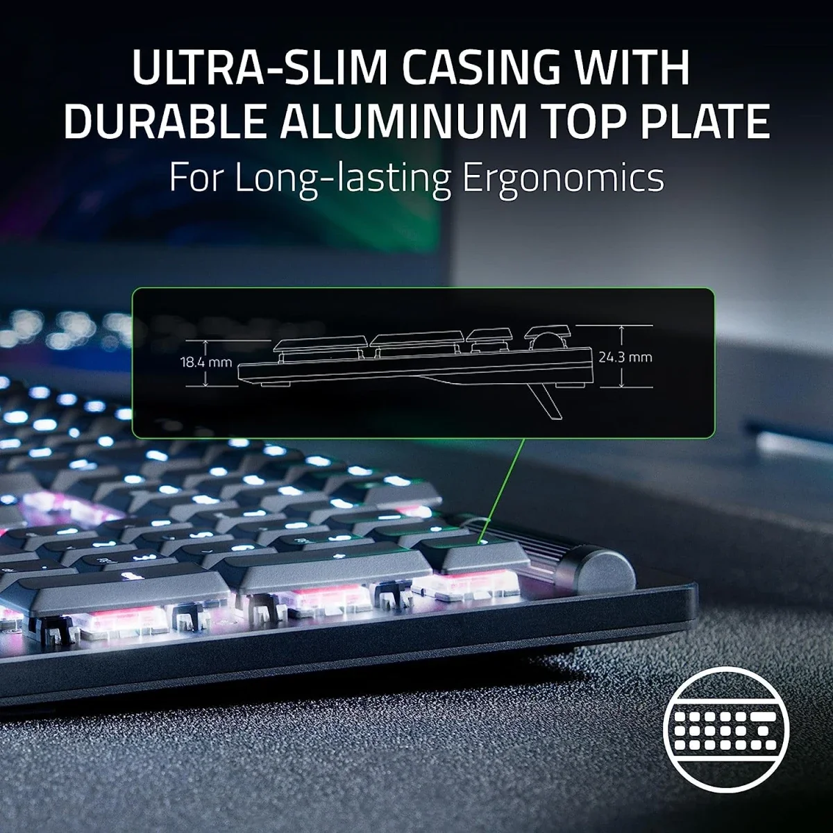 Razer DeathStalker V2 Low-Profile Optical Gaming Keyboard - Linear Red Switches - Thumbnail 3