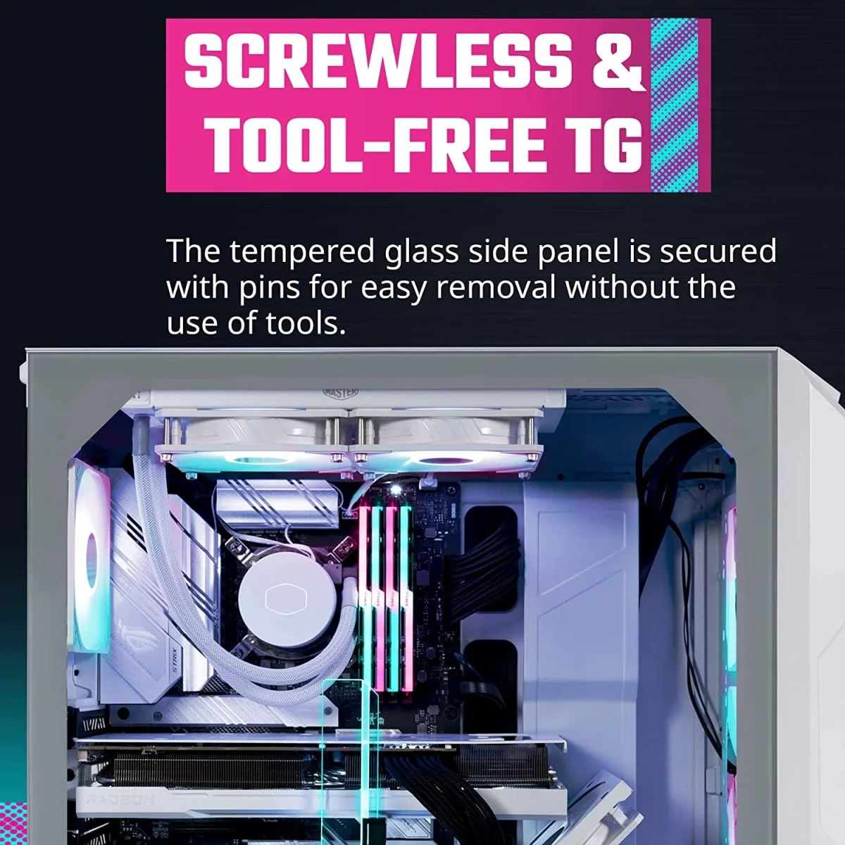 Cooler Master HAF 500 White Edition Mid-Tower PC Case with High Airflow Mesh, ARGB Fans, USB 3.2 Gen 2 Type-C - Thumbnail 10