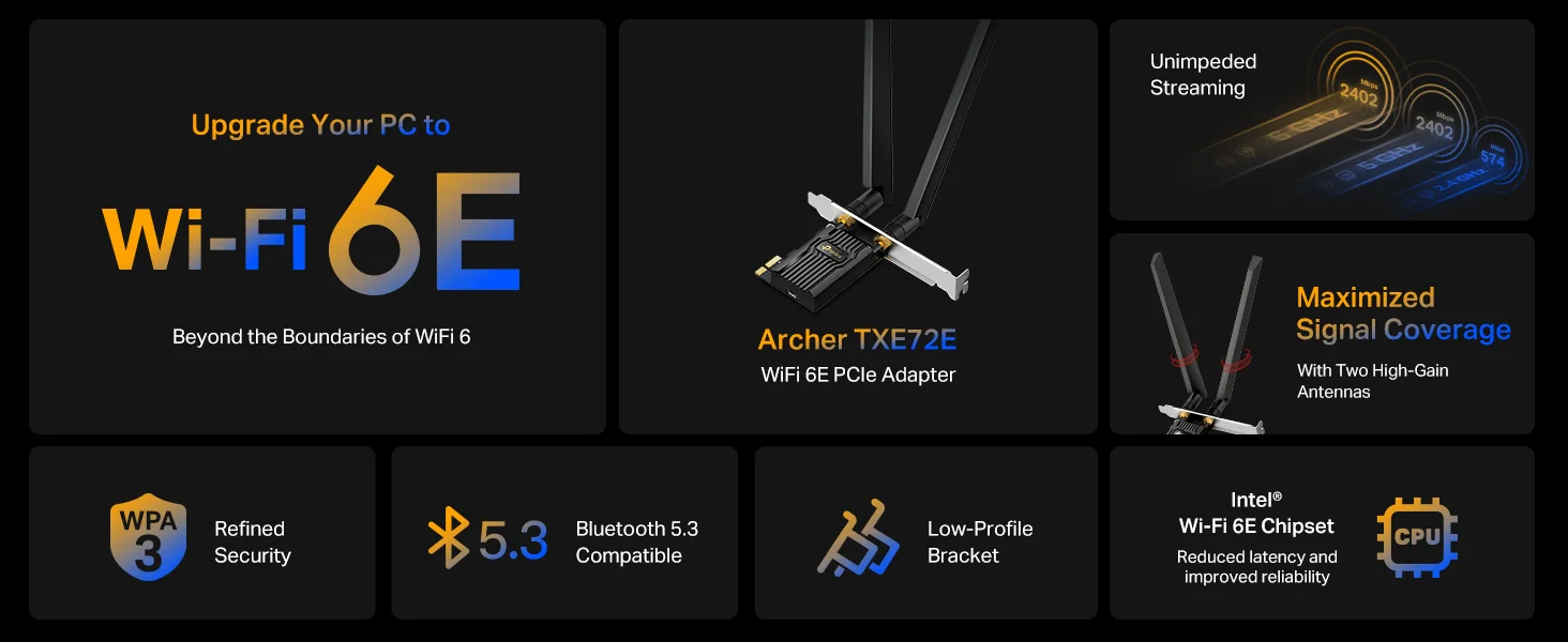 TP-LINK Archer TXE72E AXE5400 Wi-Fi 6E PCIe Adapter with Bluetooth 5.3 - Thumbnail 8