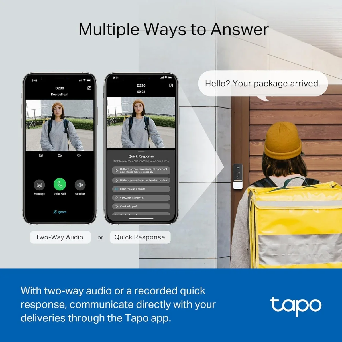 كاميرا جرس باب ذكية TP-LINK Tapo D230S1 مع جرس، 2K+ 5MP - Thumbnail 8