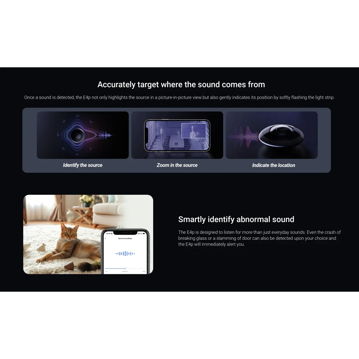 Ezviz E4p 3K+ Smart Fisheye Camera 6MP 360° Panoramic View Dual-Band Wi‑Fi Two-Way Talk - Image 7