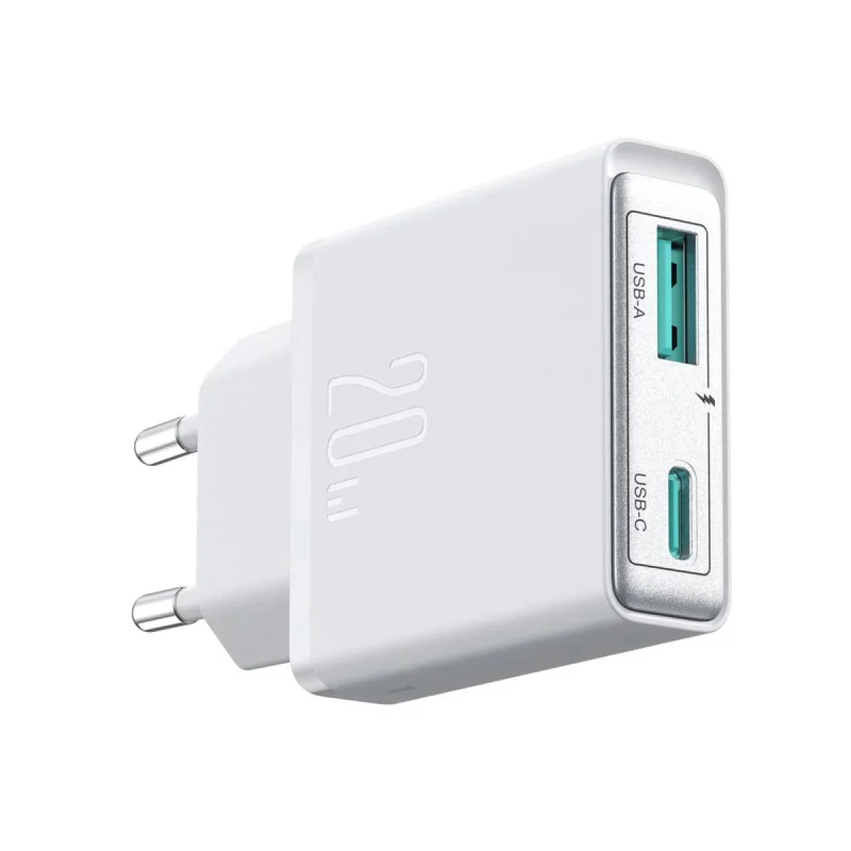 شاحن JOYROOM JR-TCF14 سريع فائق النحافة 20 واط بمنفذين USB-A وUSB-C - أبيض - Image 3