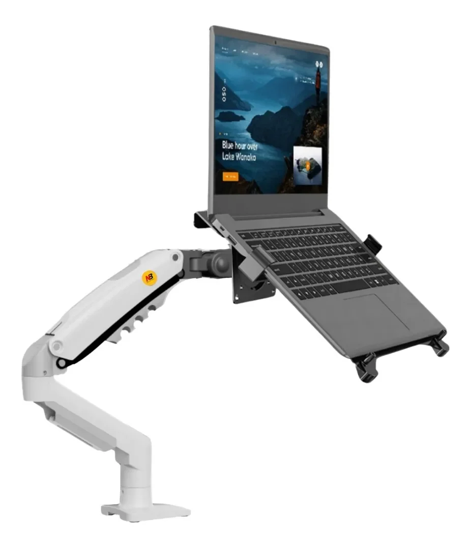 حامل شاشة مكتبي North Bayou F80 أبيض مع حامل لابتوب FP-2