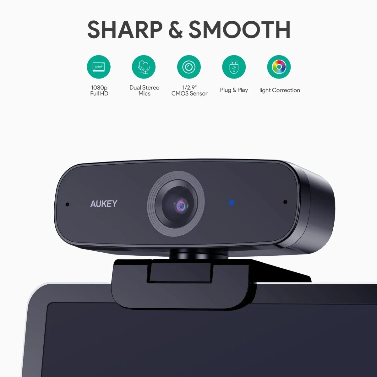AUKEY PC-W3 Impression 1080p Full HD USB Webcam with Dual Stereo Microphones - Image 3