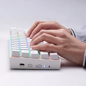 كيبورد ألعاب ميكانيكي Redragon K530 Pro Draconic لاسلكي RGB بحجم 60% أبيض - Thumbnail 13