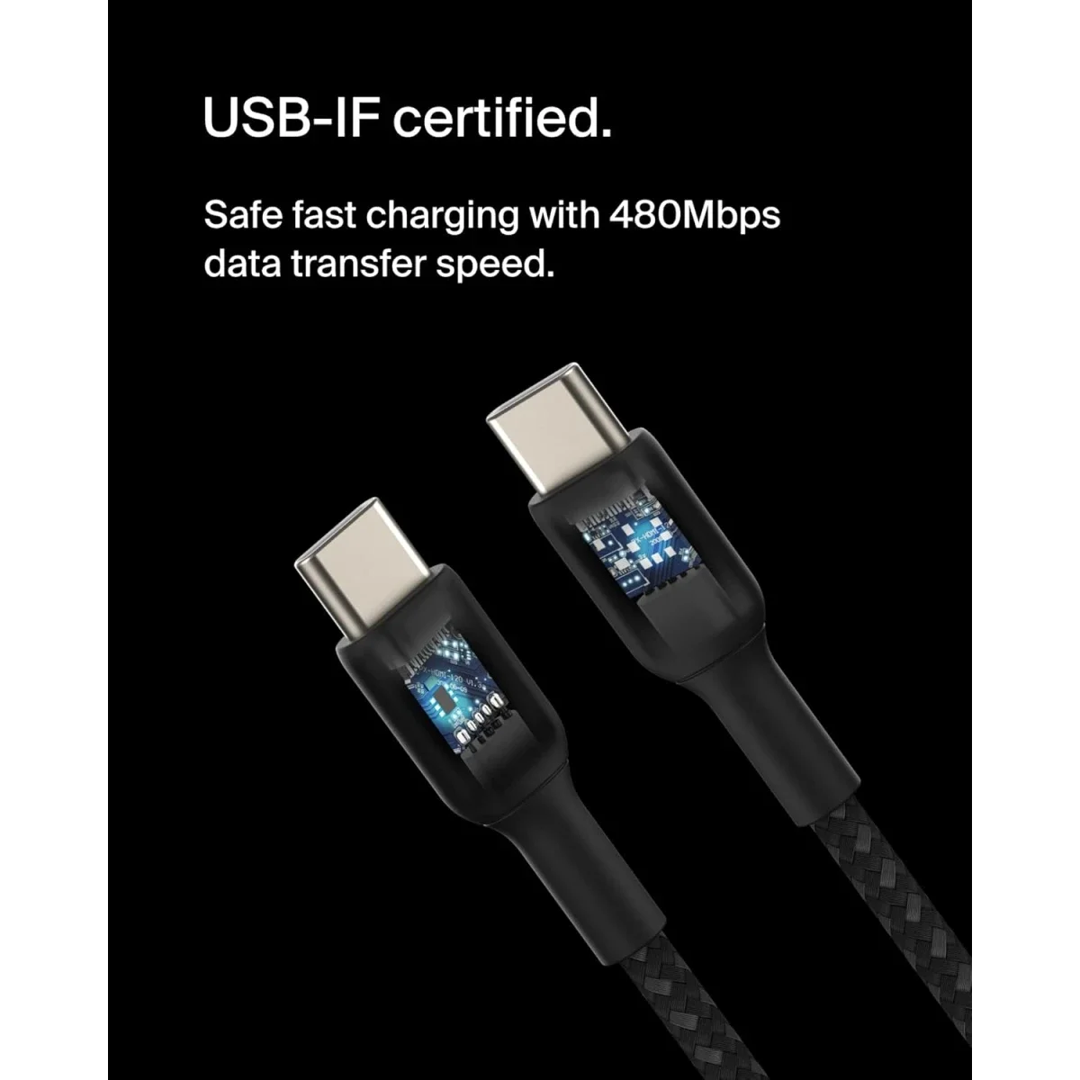 Belkin BoostCharge Braided USB-C to USB-C Cable 1M/3.3ft Black - Image 3