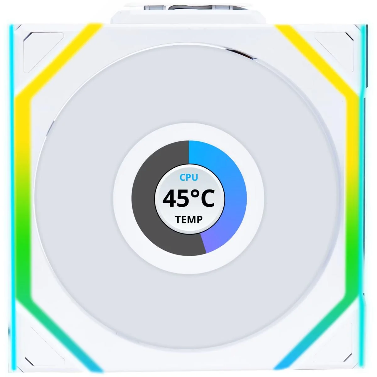 طقم مراوح LIAN LI UNI FAN SL Wireless LCD 120 باللون الأبيض ثلاثي مع ARGB وشاشة IPS مقاس 1.6 إنش - Thumbnail 2