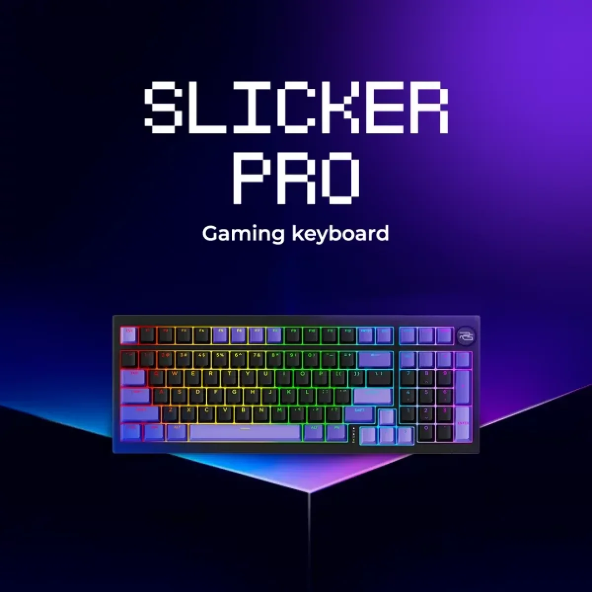 كيبورد Proove Slicker Pro ميكانيكي لاسلكي ثلاثي الوضع 98% بمفاتيح Gateron Yellow أسود/بنفسجي - Thumbnail 6