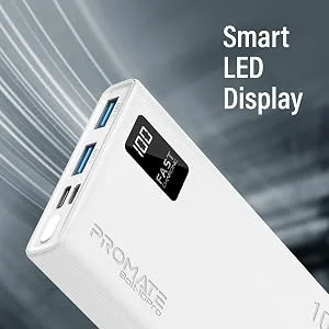 Promate Bolt-10Pro 10000mAh Ultra-Slim 10W Power Bank with USB-C and Dual USB - White - Thumbnail 17