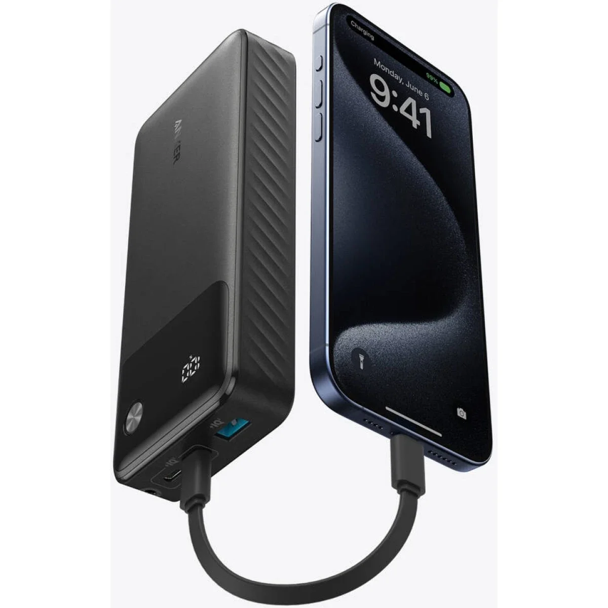 باور بانك Anker A1384H11 بسعة 20000mAh وشحن سريع PD بقوة 30W أسود - Thumbnail 2