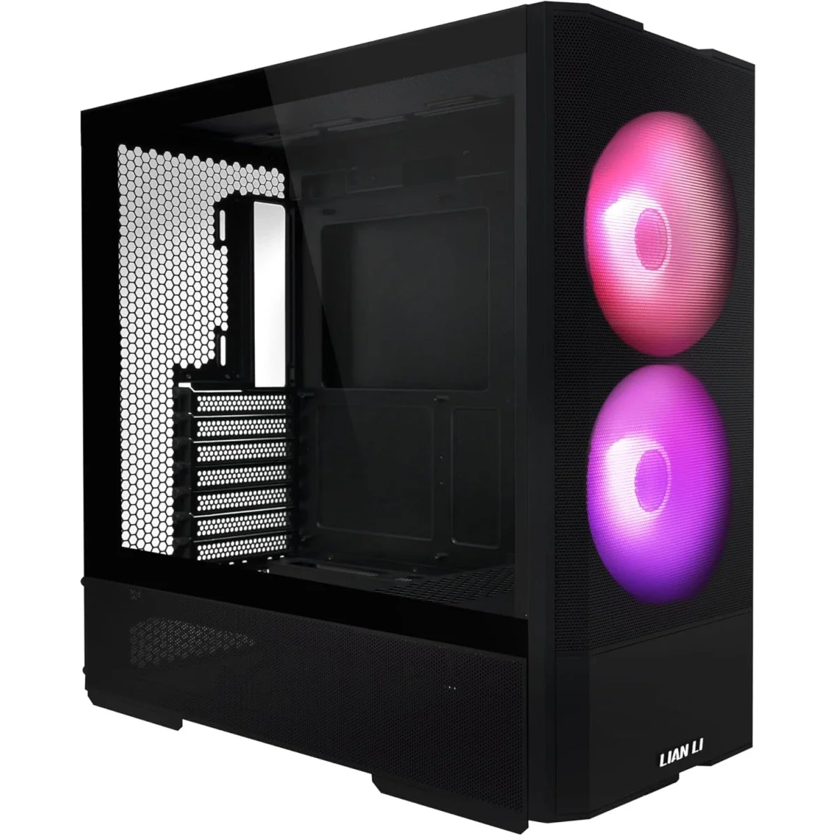 LIAN LI LANCOOL 207 Mid-Tower Case, 2x 140mm & 2x 120mm Fans, 360mm Radiator & 8-Fan Support, Steel & 4mm Tempered Glass, Black - Thumbnail 2
