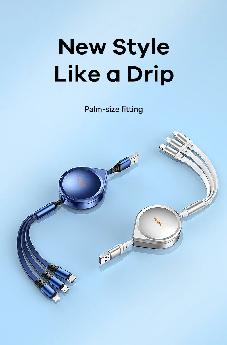 كيبل شحن سريع Remax Drip Series RC-C018 قابل للسحب 3 في 1 بقدرة 15 واط وطول 120 سم – USB إلى آيفون وType-C وMicro USB - Image 13