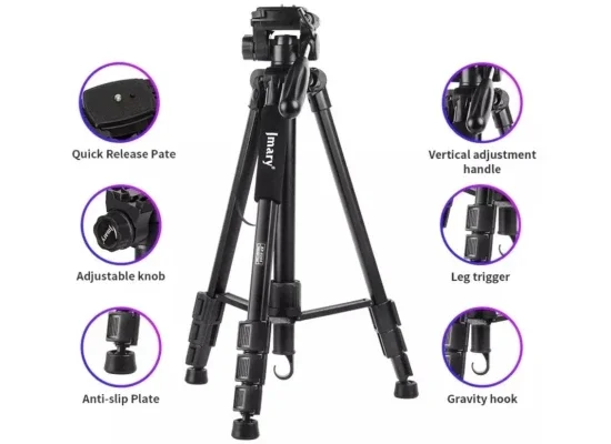 Jmary KP-2254 Professional Aluminum Tripod Monopod for DSLR Cameras, 4 kg Load, 1650 mm - Image 8