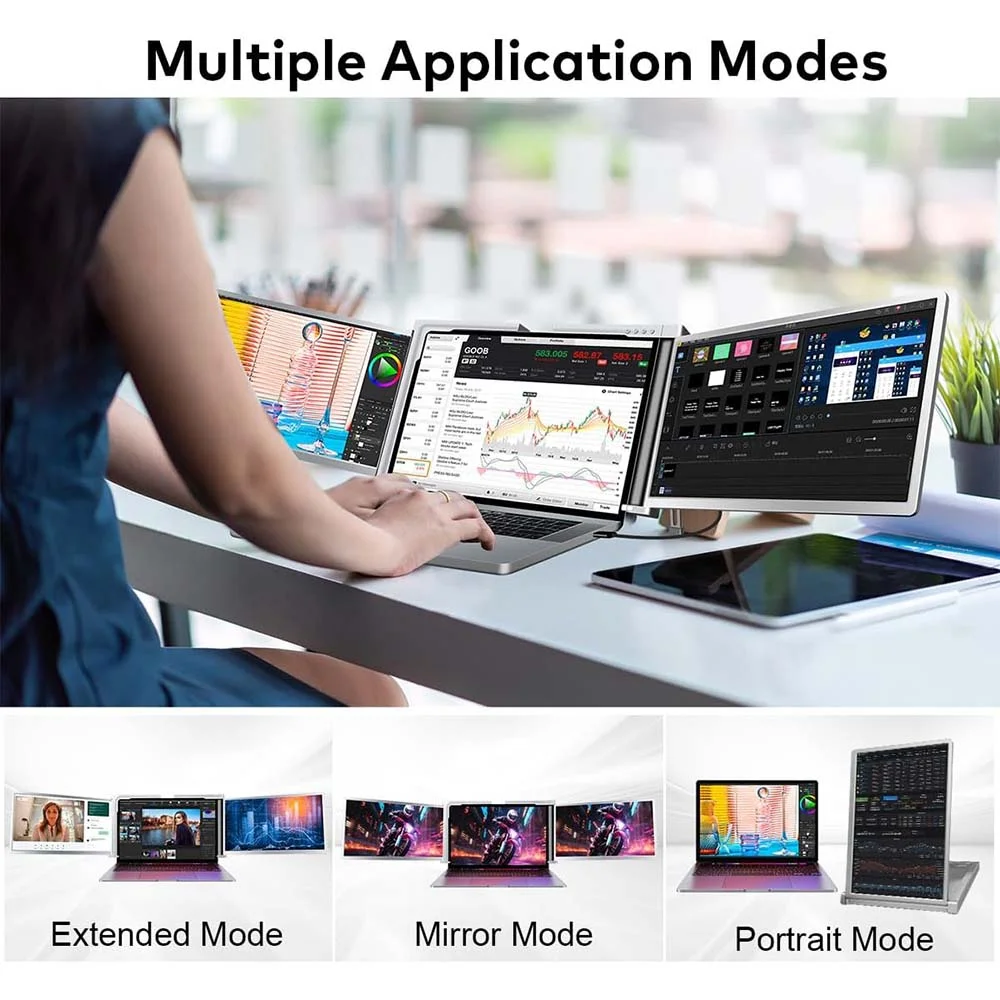 شاشة توسعة لابتوب FOPO S400 محمولة بشاشتين 14 إنش وتوصيل USB-C أو USB-A - Image 9