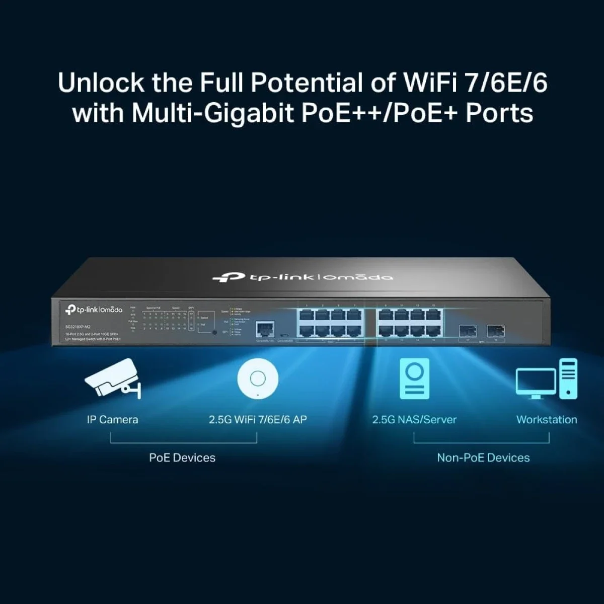 سويتش TP-LINK Omada SG3218XP-M2 ذكي مُدار 16 منفذ 2.5G PoE+ مع 2x 10G SFP+ - Image 4